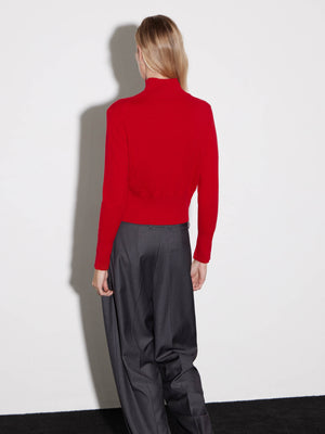 High-Neck Wool Cardigan