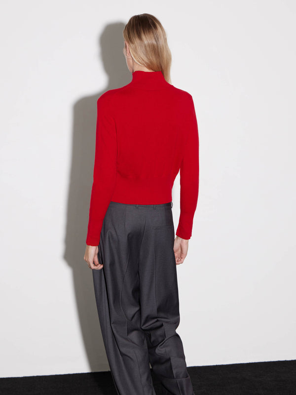 High-Neck Wool Cardigan