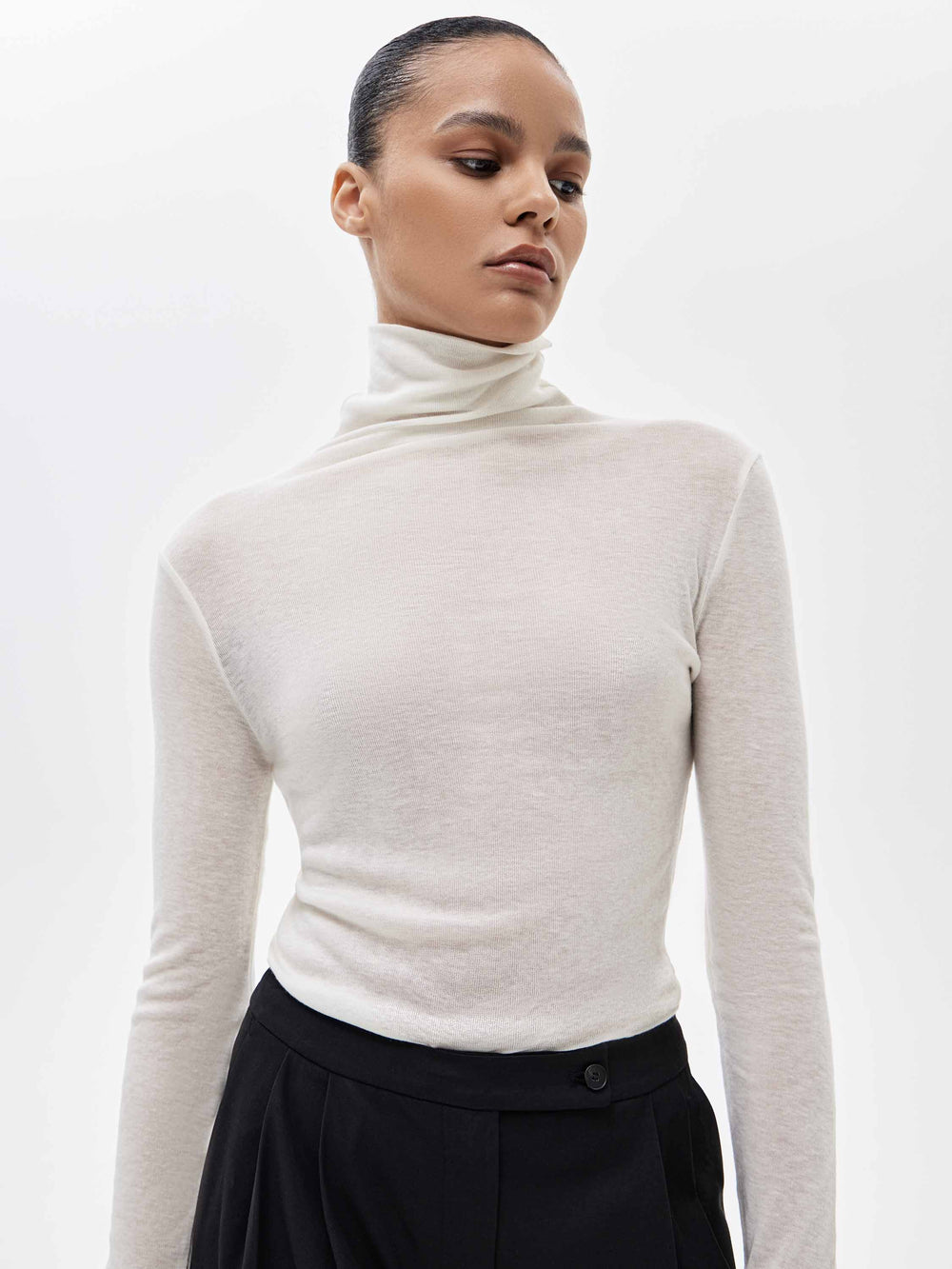 Lyocell and Wool Turtleneck