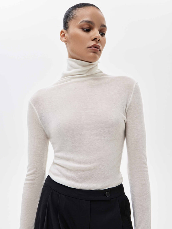 Lyocell and Wool Turtleneck