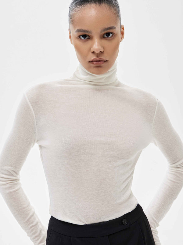 Lyocell and Wool Turtleneck
