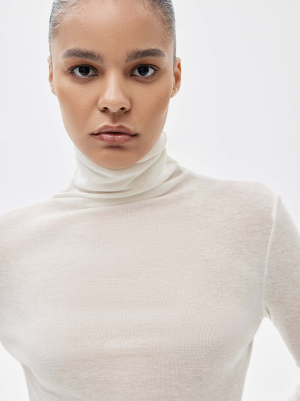 Lyocell and Wool Turtleneck