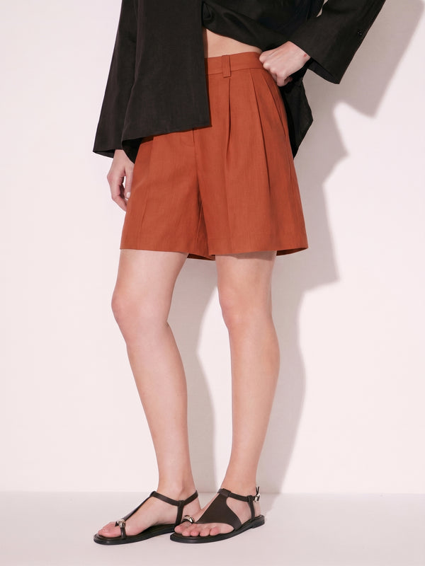 Tailored Linen-Blend Shorts