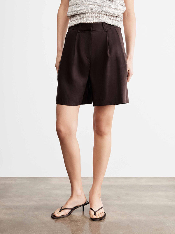 Tailored Linen-Blend Shorts