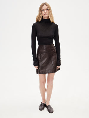 High-Waisted Leather Mini Skirt