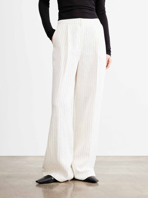 Striped Linen-Blend Suit Set