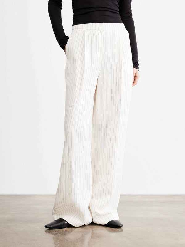 Striped Linen-Blend Suit Set