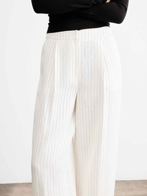 Striped Linen-Blend Suit Set