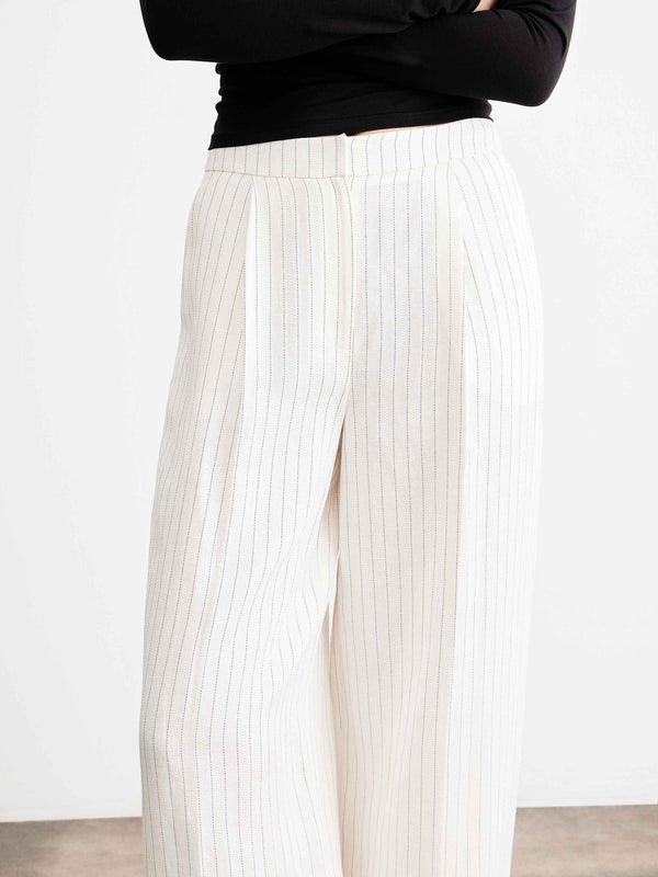 Striped Linen-Blend Suit Set