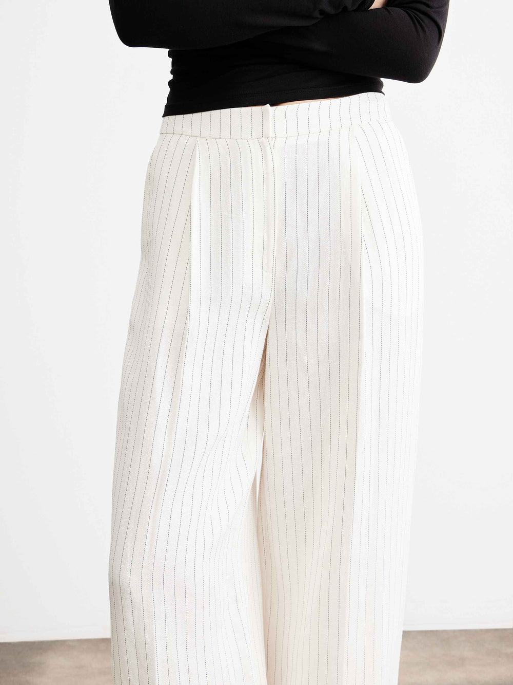 Striped Linen-Blend Trousers
