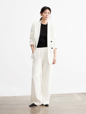 Striped Linen-Blend Suit Set