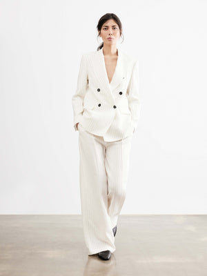 Striped Linen-Blend Suit Set