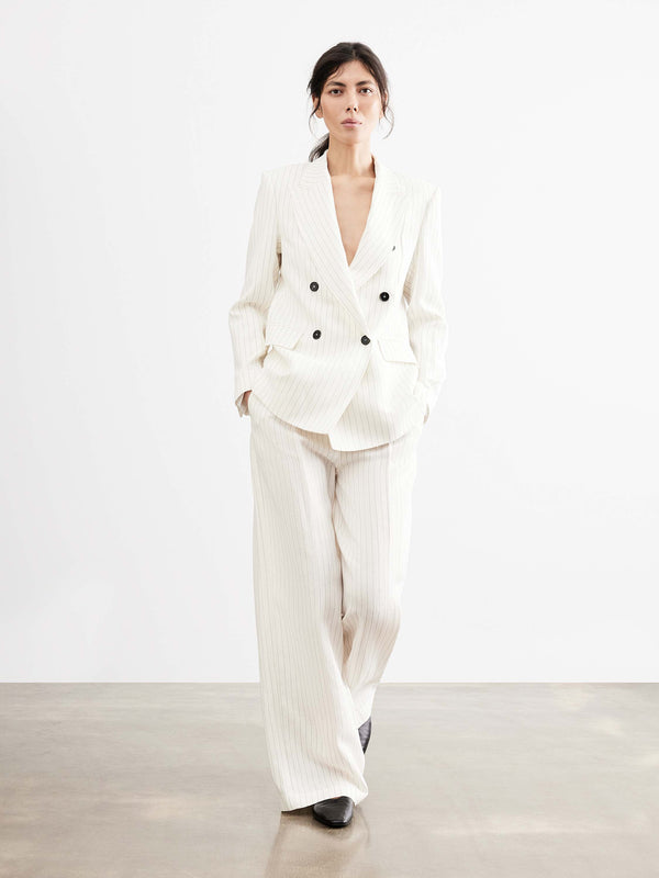 Striped Linen-Blend Suit Set