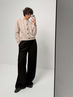 Soft Cable-Knit Wool Cardigan