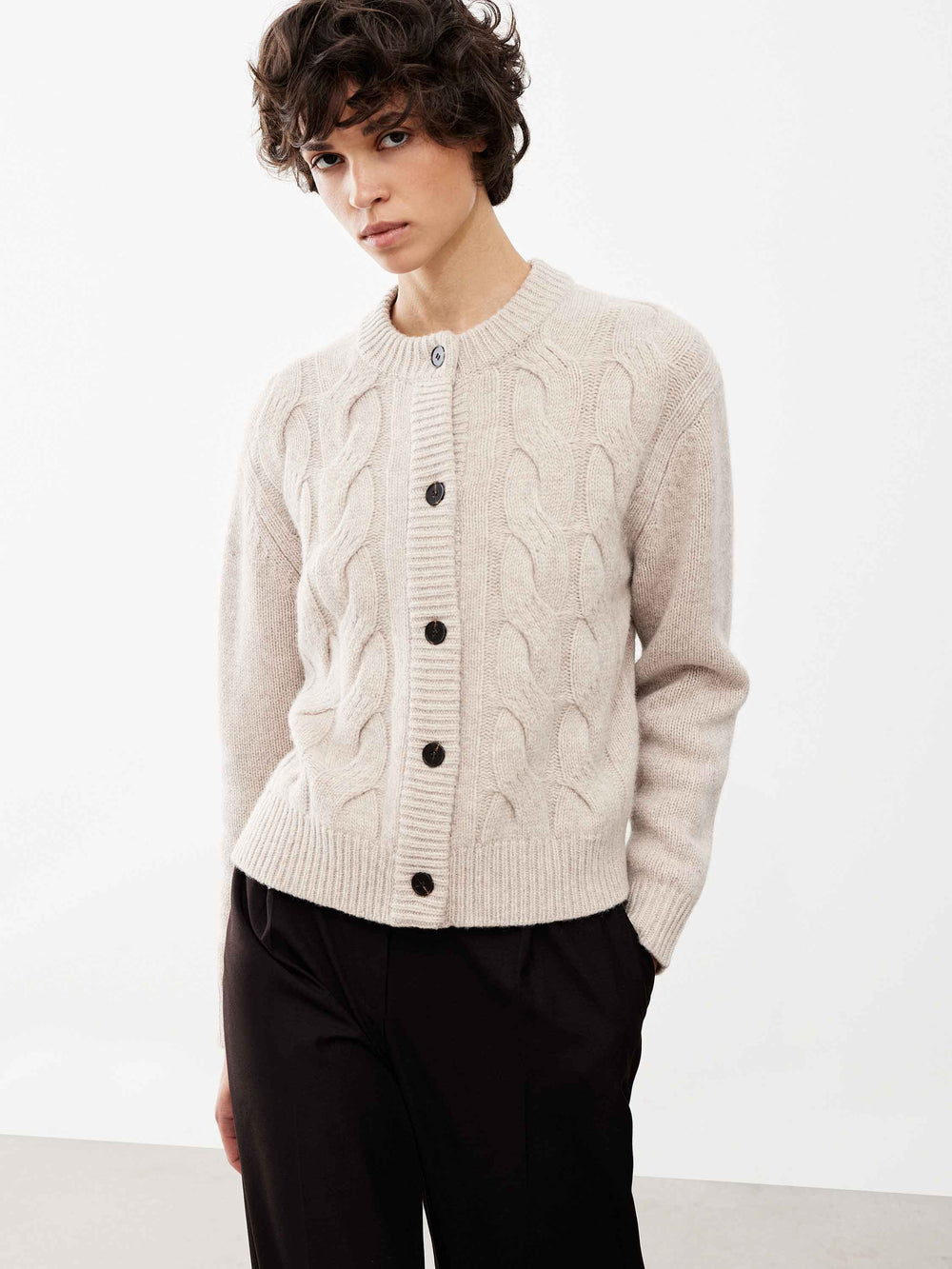 Soft Cable-Knit Wool Cardigan