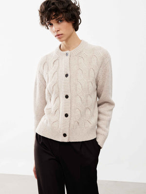 Soft Cable-Knit Wool Cardigan