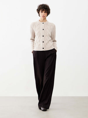 Soft Cable-Knit Wool Cardigan