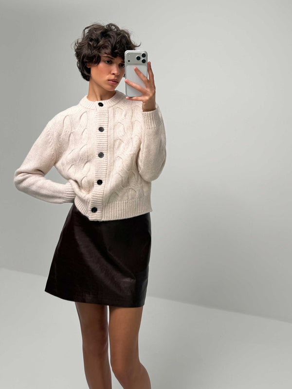 Soft Cable-Knit Wool Cardigan