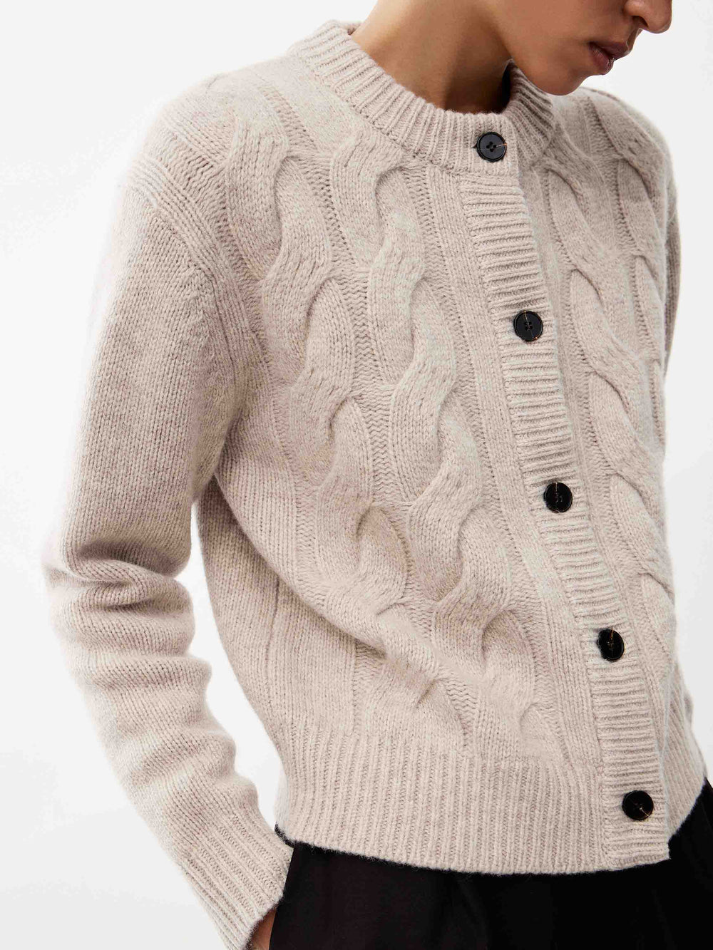 Soft Cable-Knit Wool Cardigan