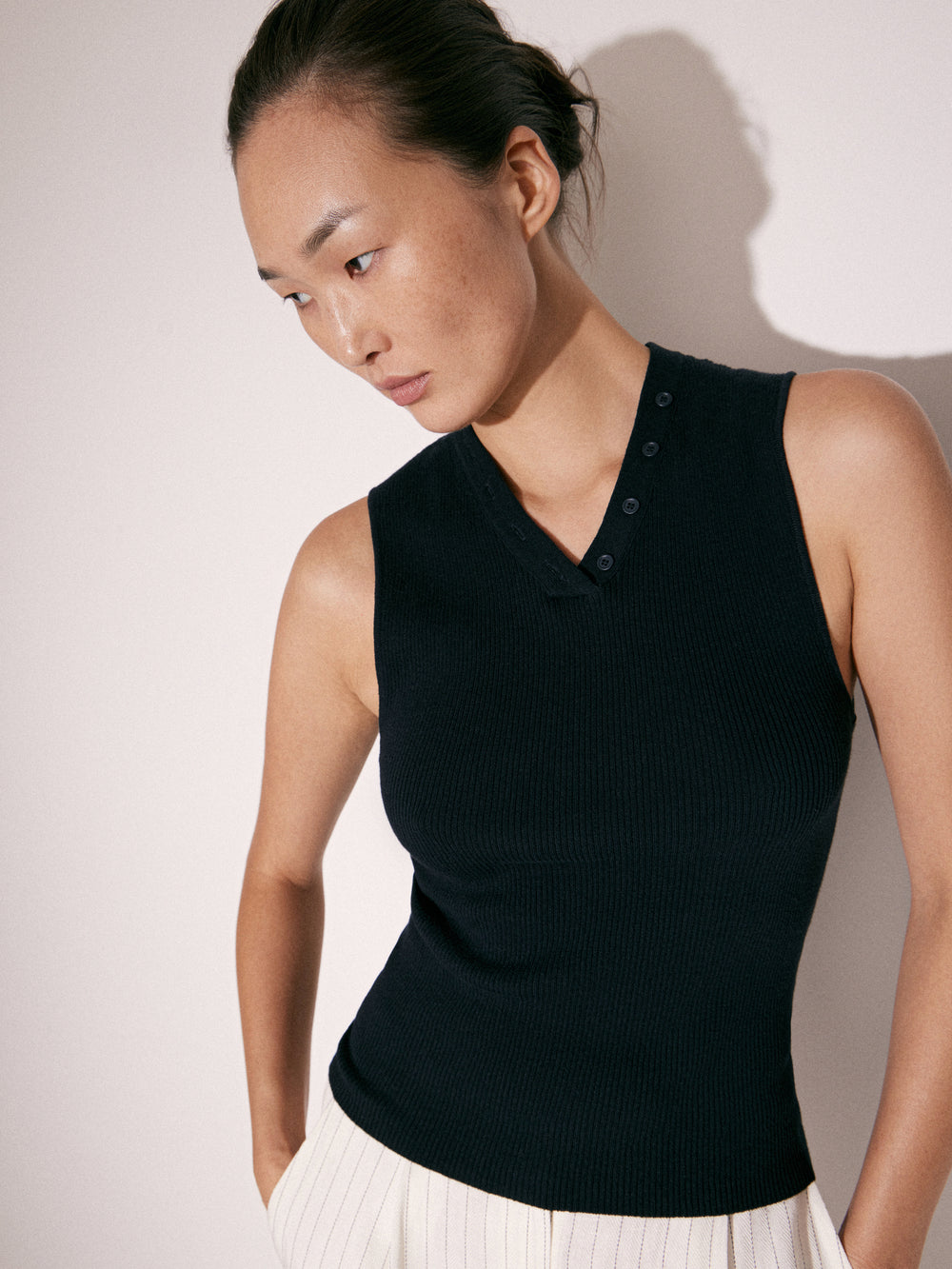 Knit Top with Decorative Buttons