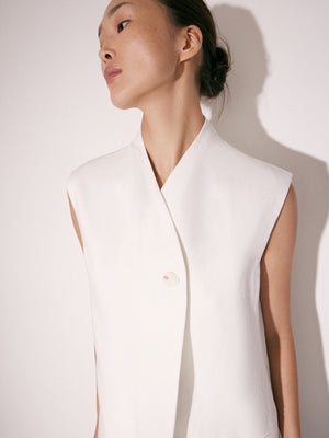 Longline Linen Waistcoat