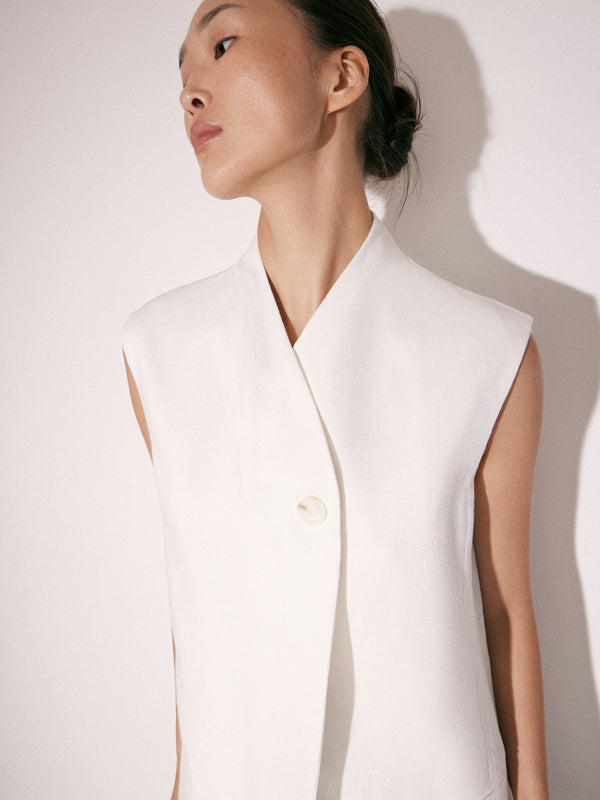Longline Linen Waistcoat
