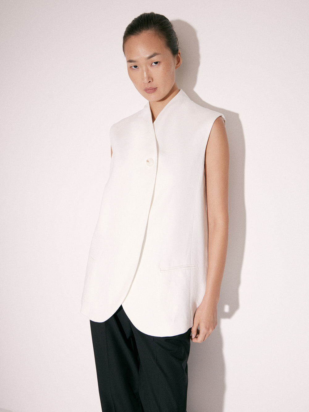 Longline Linen Waistcoat