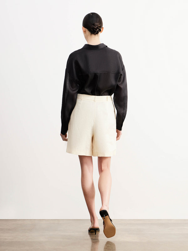 High-Waisted Linen Shorts