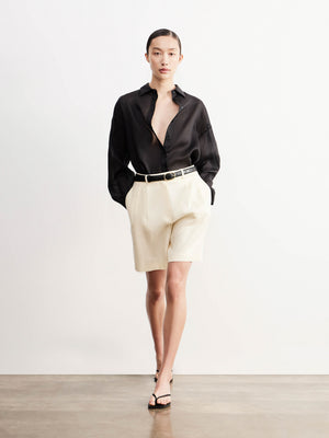 High-Waisted Linen Shorts