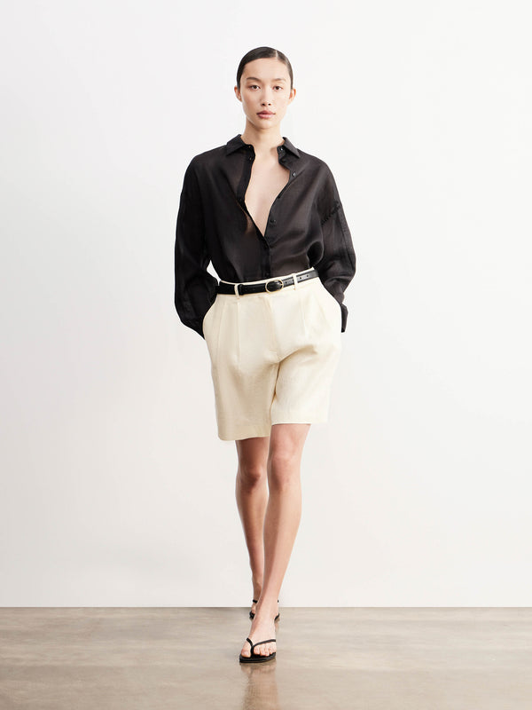 High-Waisted Linen Shorts